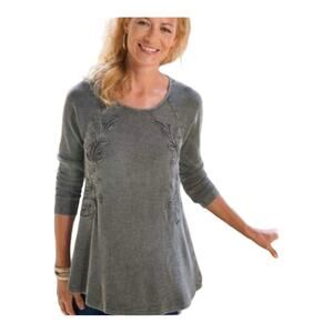 Soft Surroundings Camden Waffle Knit Embroidered Thermal Tunic
